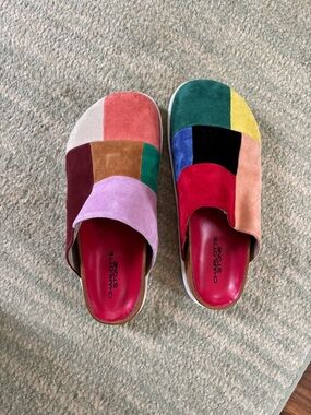 Charlotte Stone Multicolor Patchwork Suede Slip-On Mules - Multicolor